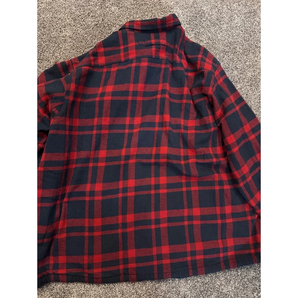 Duluth Trading Co Flapjack Fleece Lined Shirt Jac Red Navy Plaid 4XL 74255 NPL
